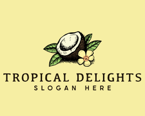 Coconut Tropical Flower logo design