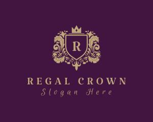 Ornamental Regal Crown Shield logo design