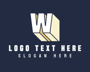 3D Letter W Tech Logo