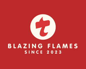 Inferno - Red Flame Letter T logo design