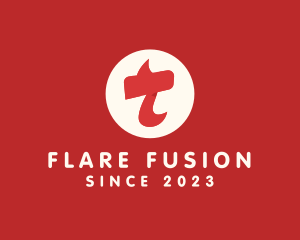 Flare - Red Flame Letter T logo design