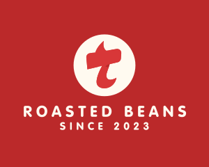 Roasted - Red Flame Letter T logo design