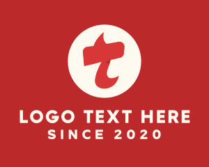 Roasted - Red Flame Letter T logo design