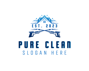 Pressure Washer House Cleaning logo design