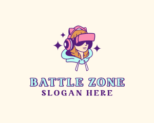 Fighting - Virtual Game Girl logo design