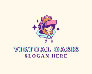 Virtual Game Girl logo design