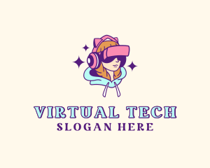 Virtual - Virtual Game Girl logo design