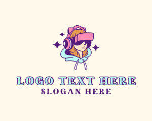 Streaming - Virtual Game Girl logo design
