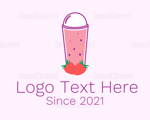 Strawberry Smoothie Drink Logo