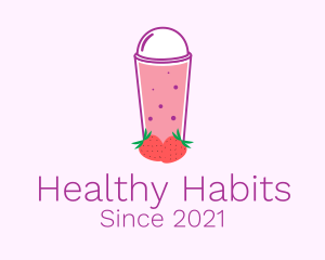 Strawberry Smoothie Drink  logo design