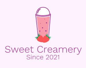 Strawberry Smoothie Drink  logo design