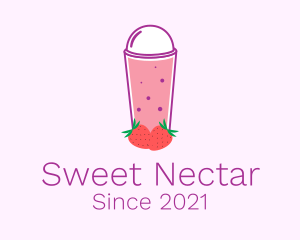 Strawberry Smoothie Drink  logo design