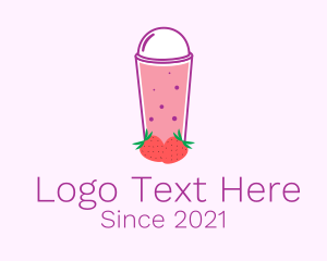 Straw - Strawberry Smoothie Drink logo design
