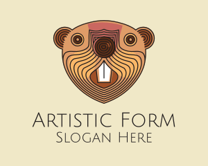 Sculpture - Wooden Beaver Face logo design