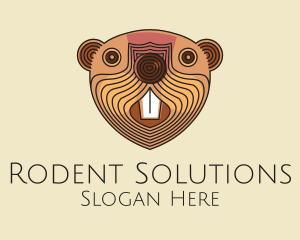 Wooden Beaver Face  logo design