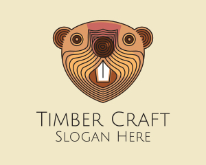 Wooden - Wooden Beaver Face logo design