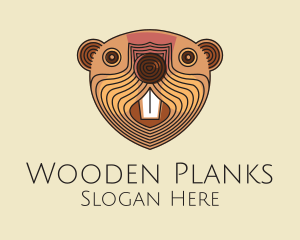 Wooden Beaver Face  logo design