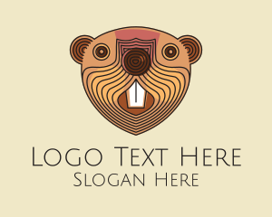 Rodent - Wooden Beaver Face logo design