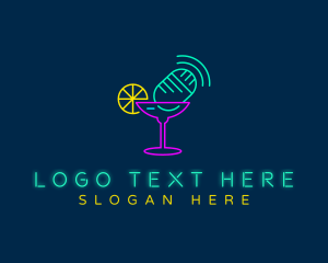 Alcohol - Neon Cocktail Podcast logo design