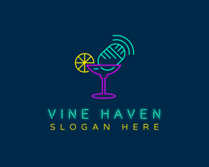 Neon Cocktail Podcast logo design