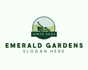 Grass Cutting Lawn Mower logo design