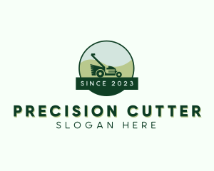 Grass Cutting Lawn Mower logo design