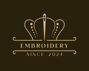 Crown Needle Embroidery logo design