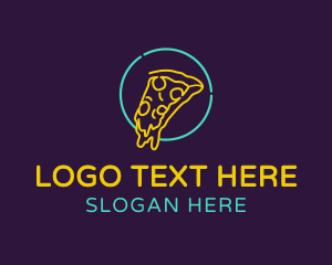 Food Delivery - Neon Cheese Pizza logo design