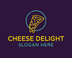 Cheese - Neon Cheese Pizza logo design