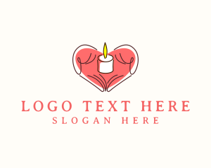 Candle  Light - Heart Hand Candle logo design