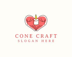 Heart Hand Candle logo design