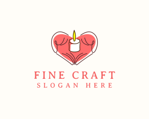 Heart Hand Candle logo design