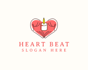 Heart Hand Candle logo design