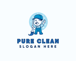 Janitor Cleaning Sanitation logo design