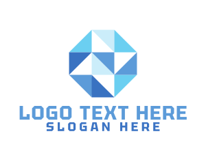 Blue Glass - Simple Modern Octagon Business logo design