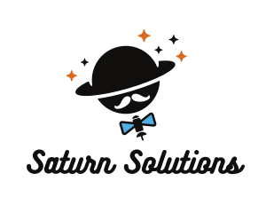 Saturn - Gentleman Moustache Planet logo design