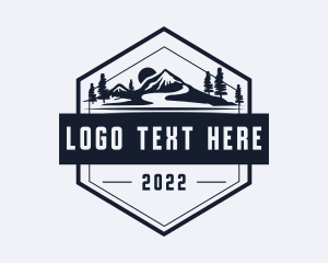 Campsite - Hexagon Mountain Landscape logo design
