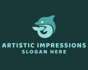 Exhibition - Marine Dolphin Animal logo design