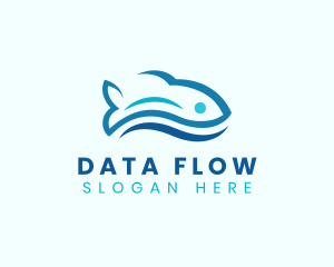 Fish Aquatic Wave logo design