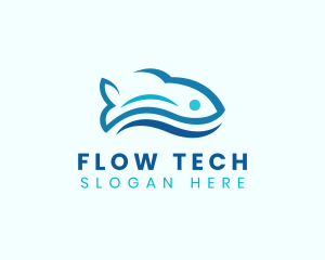 Fish Aquatic Wave logo design