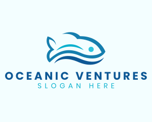 Fish Aquatic Wave logo design