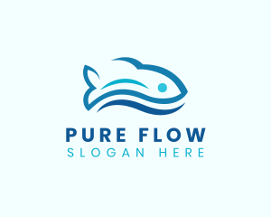 Fish Aquatic Wave logo design