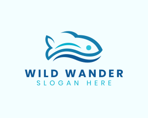 Fish Aquatic Wave logo design