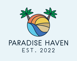 Resort - Palm Tree Summer Resort logo design