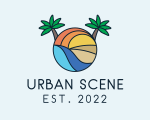 Scene - Palm Tree Summer Resort logo design