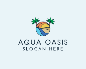 Pool - Palm Tree Summer Resort logo design