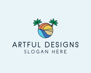 Palm Tree Summer Resort  logo design