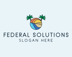 Palm Tree Summer Resort  logo design