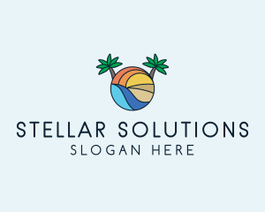 Palm Tree Summer Resort  logo design