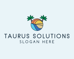 Palm Tree Summer Resort  logo design